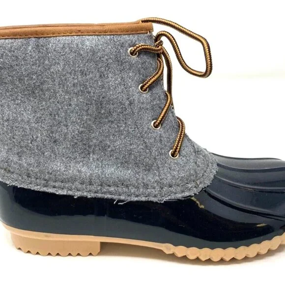 Rue21 Duckie Flannel Winter Snow Rain Women's Boot Lace Up Black Gray Size 7 - Picture 2 of 7